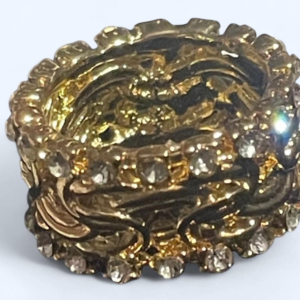 Elegant Gold with white stone around the ring top and bottom Women's Ring